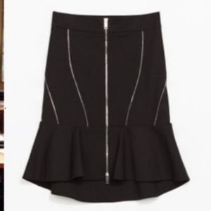 Zara Woman Exposed Zipper Asymmetrical Black Skirt